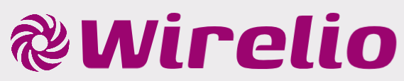 The Wirelio logo, featuring a circular spiral icon in magenta on the left and the brand name 'wirelio' in lowercase magenta letters, set against a light gray background.